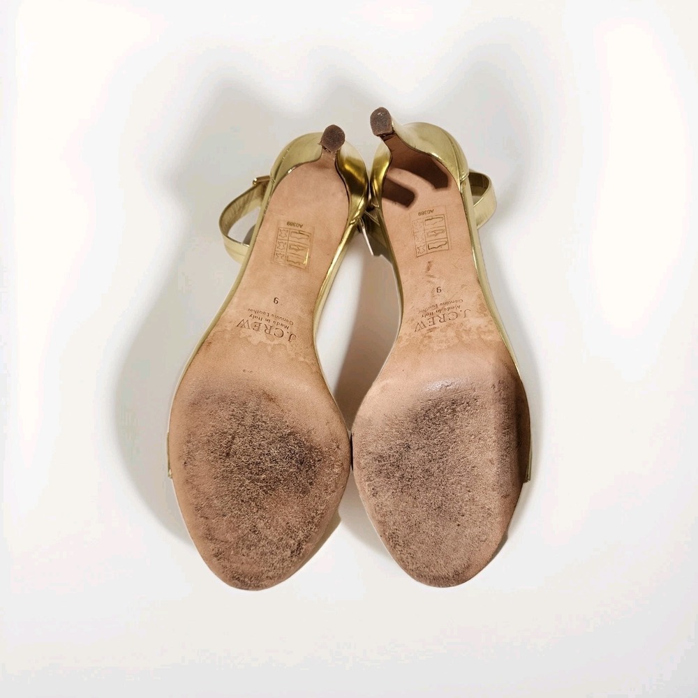 J.CREW, Leather C11179 Size‎ 9 Gold Stiletto Heel, Ankle Strap, Metallic Gold - Picture 4 of 9